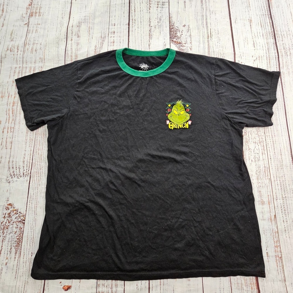 The Grinch Christmas Black Short Sleeve Cotton Blend T-Shirt Men's XL
